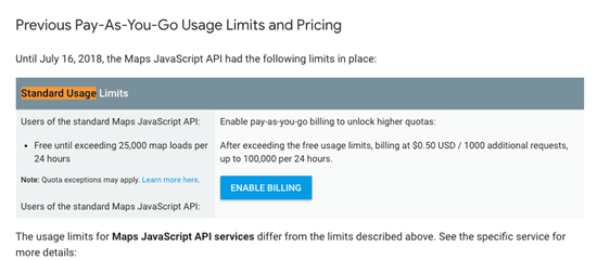 Google Maps API Request Quota - Project Immerse