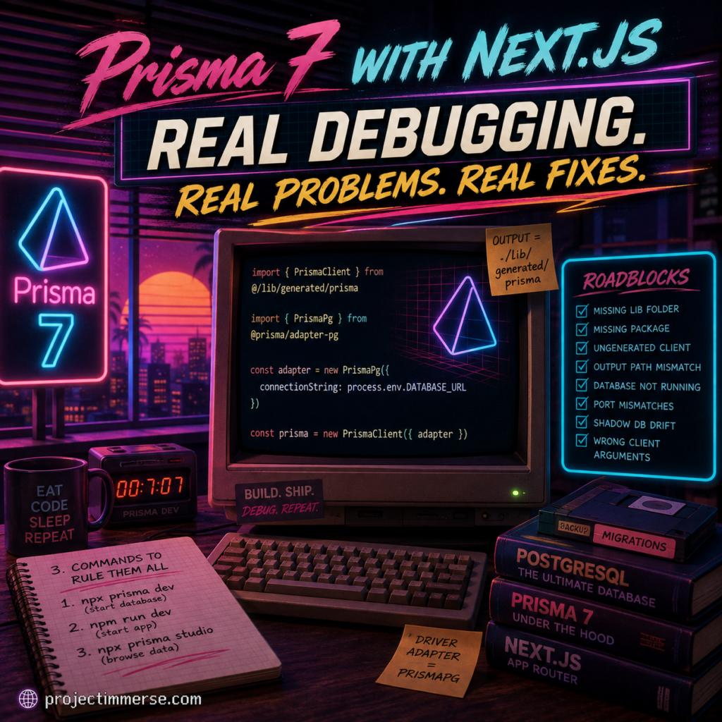 Prisma 7 with Next.js debugging roadblocks and common setup fixes