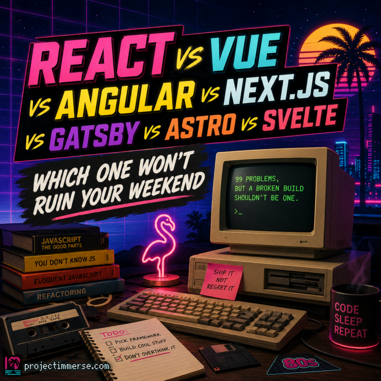 React vs Vue vs Angular vs Next.js vs Gatsby vs Astro vs Svelte: Which One Won't Ruin Your Weekend